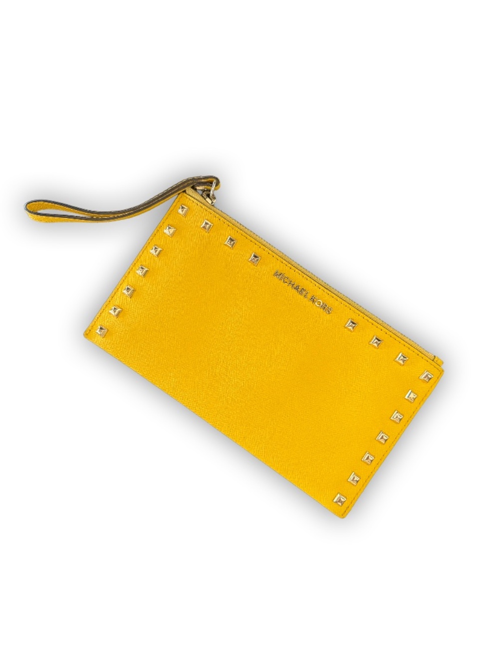 Michael Kors Yellow Studded Leather Wristlet